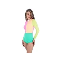 hurley around the block retro surf suit maillot de bain une pièce, colorblock, l femme