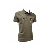 aeronautica militare polo po1762p pour homme, en piqué, t-shirt, manches courtes, flèches tricolores, vert, xxl