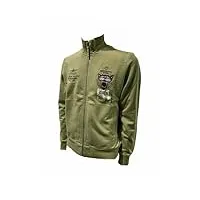 aeronautica militare fe1881 sweat-shirt à fermeture éclair pour homme 51o stormo pull cardigan, 07273 sage green, l