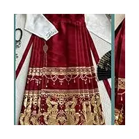 yylpwl jupes femme jupe de cheval pour les femmes robe longue Élégante traditionnelle imprimé robe longue oscillante-demi - jupe rouge-s 40 kg À 50 kg