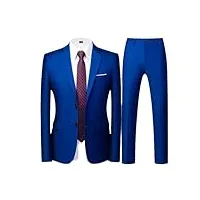 dbfbdtu costumes d'affaires décontractés de couleur unie pour hommes, blazers à deux boutons, veste, manteau, pantalon, bleu marine, 6x-large