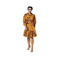 robes africaines pour femmes, robe chemise à imprimé floral, manches mi-longues, caftan avec ceinture 649 6xl