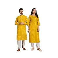 ensemble de pyjama traditionnel indien pour homme et femme en pur coton droit kurta 4761, 2, 3x-large