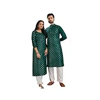 ensemble de pyjama traditionnel indien pour homme et femme en pur coton droit kurta 4761, 1, x-large