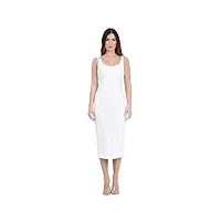 versace jeans couture robe midi femme blanc avec double bretelles et boucle baroque, blanc, 34