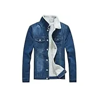 hgvcfcv veste en jean pour homme - chaud - style coréen - style coréen - style vintage - noir - veste en jean pour homme, bleu, xxxxl
