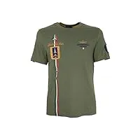 aeronautica militare ts2231 t-shirt homme flèches tricolores manches courtes couleur vert, voir photo, medium