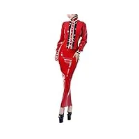 jupe crayon en cuir latex pour femme - jupe sirène sexy - taille haute fendue - jupe moulante, rouge, 40