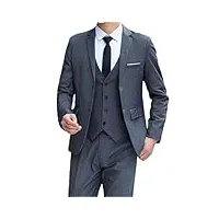 costume 3 pièces pour homme - coupe ajustée - blazers décontractés - ensemble manteau gilet et pantalon de mariage, lot de 3 pièces gris 1, l