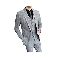 costume 3 pièces pour homme - coupe ajustée (costume + gilet + pantalon) - costume de mariage décontracté pour les affaires et les loisirs, lot de 2 grilles grises, 4x-large
