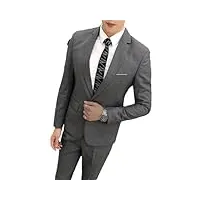 costume 3 pièces pour homme - coupe ajustée - blazers décontractés - ensemble manteau gilet et pantalon de mariage, ensemble de 2 pièces gris, l