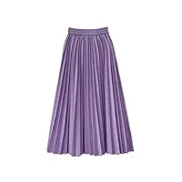 jupe trapèze unie pour femme - taille haute - coupe ajustée - style décontracté - jupe midi plissée, violet, taille unique
