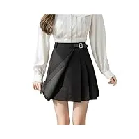 zouoyyii jupes plissées taille haute pour femme printemps été jupe courte noire élégante pour femme jupe trapèze sexy, noir , 40