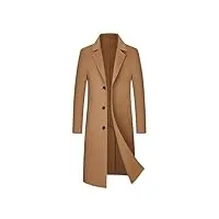 manteau en laine pour hommes long réversible pardessus en cachemire d'affaires coupe cintrée simple boutonnage veste longue vintage décontractée
