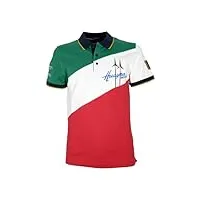 aeronautica militare po1703 polo en piqué pour homme, t-shirt, manches courtes, flèches tricolores, 90812 vert/blanc/rouge, large