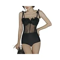 maillot de bain bikini sexy en dentelle tridimensionnelle avec bretelles en maille creuse pour femme (couleur : d, taille : xl) (dm)