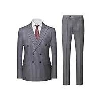 costume 3 pièces à double boutonnage pour homme avec blazer et pantalon, gris foncé 9., l
