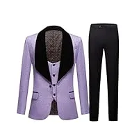 costume 3 pièces pour homme avec châle et revers (veste + gilet + pantalon) pour mariage, bal, marié, 3 pièces., xl