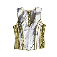 ornrjfll corset doré pour homme - taille mince - avec effet push-up - style vintage - À lacets, doré, xxxxl
