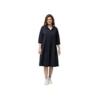 ulla popken robe tunique, ligne a, col chemise, manches 3/4 midi, marine, 62-64 femmes