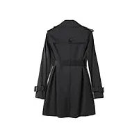 manteau coupe-vent mi-long pour femme automne et hiver double boutonnage rétro manteau ample, noir , xxl