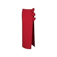 erfmfkl jupes bandage de couleur unie sexy évidées pour femmes, jupes moulantes pour fête, club, jupes minces, rouge, 44