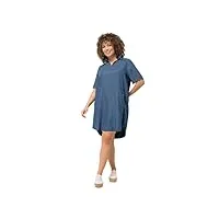 ulla popken femme grandes tailles tunique en lyocell à manches courtes. col de chemise, poches et encolure en v bleu jean 46+ 829052902-46+