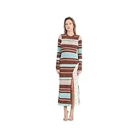 akep robe longue femme multicolor en tricot lurex avec fente, marron, s