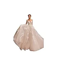 awupbdkr femmes de luxe robe de mariée dentelle fleurs appliques robe de mariée robe de mariée, blanc, 18 grande taille