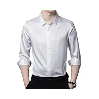 chemise à manches longues en soie pour homme motif floral jacquard printemps doux business casual quotidien chemise, a1, xl