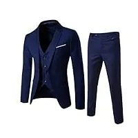 costume d'affaires 3 pièces classique pour homme veste gilet pantalon costume d'affaires, costume 3 pièces bleu marine, l