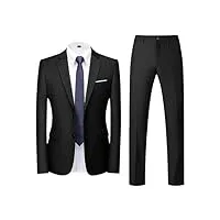 costume 2 pièces pour homme 2024 coupe ajustée costume de mariage formel grande taille, noir , 4x-large