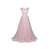 wyfdmnn dentelle Élégante dream back robe de bal classique robe de soirée longue tulle princesse jupe, argent, 56