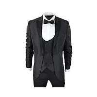 truclothing.com costume homme smoking avec motif paisley blazer et gilet en brocart détails satinés - noir 46