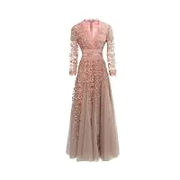 robe longue pour femme - taille haute - broderie en maille - grande robe trapèze à col en v, pnnrk, xxxl