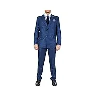 costume homme gris 2 pièces avec veste croisée à carreaux style habillé et formel - bleu 48