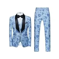 costume de smoking 3 pièces à imprimé floral pour homme avec un bouton, veste, pantalon, gilet et cravate, lot de 3 pièces shui lan1, l