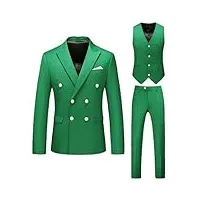 costume 3 pièces décontracté à double boutonnage pour homme (veste + gilet + pantalon), en8, 5x-large