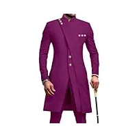costume pour homme à double boutonnage, coupe ajustée, broderie, blazer et pantalon, ensemble 2 pièces dashiki tenues, 11, l
