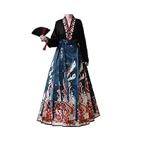 lot de 2 jupes plissées traditionnelles chinoises vintage pour femme, ensemble noir et bleu, 44