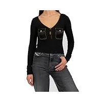 diesel femme chemise manches longues t-bordie top (fr/es, alpha/lettres, s, taille normale, taille normale, noir)
