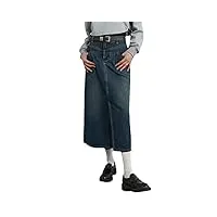 suwequest jupe en jean pour femme - taille haute - longue - jupe trapèze - jupe en jean rétro renversée sur le devant, court., 52