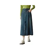 suwequest jupe en jean pour femme - taille haute - longue - jupe trapèze - jupe en jean rétro renversée sur le devant, longues, 48