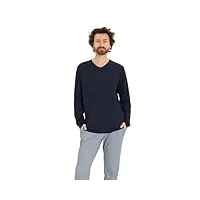 rösch pyjama long homme imprimé minimal bleu col v 100% coton 1667312 54 12560