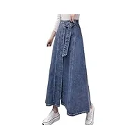 jupe longue en jean pour femme printemps et été - jupe en jean à simple boutonnage - taille haute - décontractée - jupe en jean ample, bleu, 40