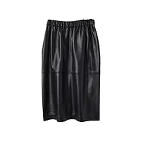 dvbfufv jupe en cuir taille haute pour femme avec poches et jupe crayon en cuir pour femme, noir , 36