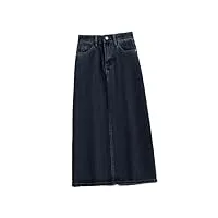 jupe en jean pour femme, coupe trapèze, été, taille haute, ample, décontractée, en denim, jupe mi-longue, bleu/gris, 44