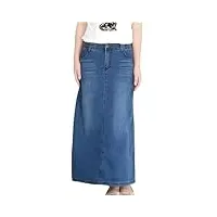 jupe d'été longue en jean extensible taille haute pour femme - jupe trapèze décontractée, bleu, 44