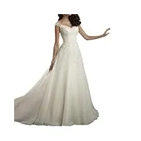 bhwofgwp staches marche tulle bridal blanc long tail robes de mariée pour la mariée, rimes de soirée romantique plus taille pour les femmes blanches 36, blanc, 48