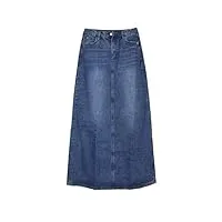 zistrcbao jupe trapèze longue en jean pour femme - jupe en jean grande taille pour femme - jupe en jean extensible bleu décontracté - bleu - m